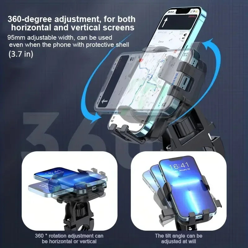 Bike Phone Holder Motorcycle Phone Holder 360° Rotating Adjustable Car Navigation Stand Outdoor Universal Phone Accessories