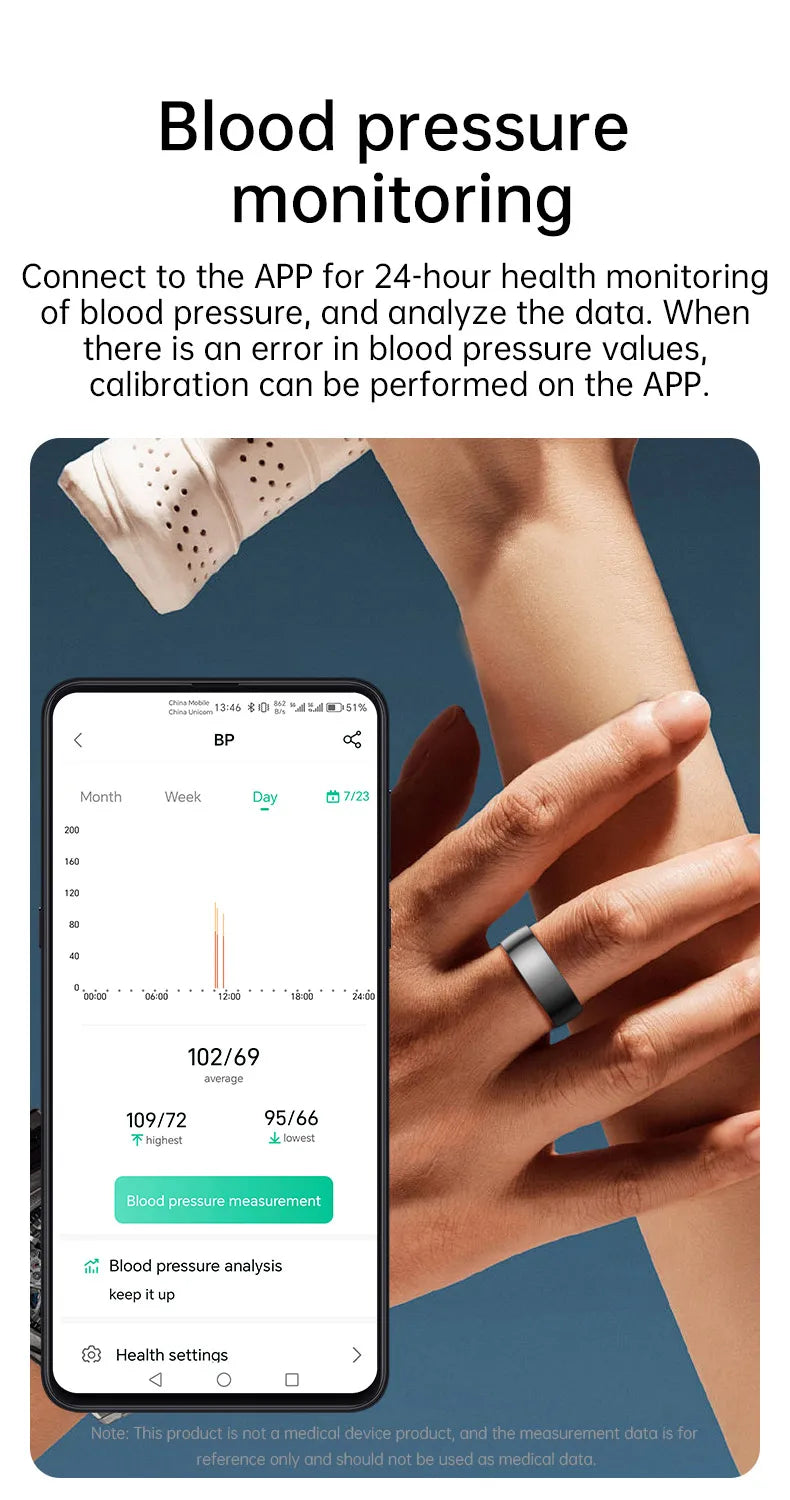 Smart Health R1000 Ceramic Fitness Ring – Sleep & Heart Rate Monitor