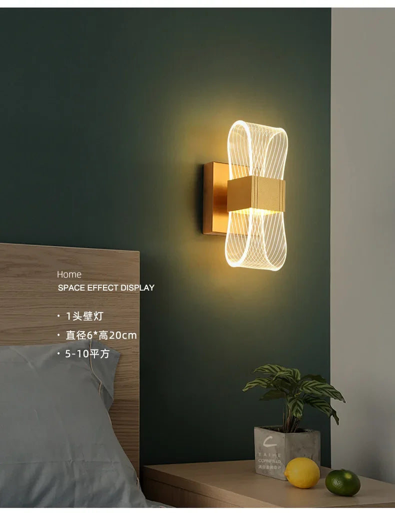 Nordic Luxury Aluminium LED Wall Lamp – Modern Bedside & Living Room Light