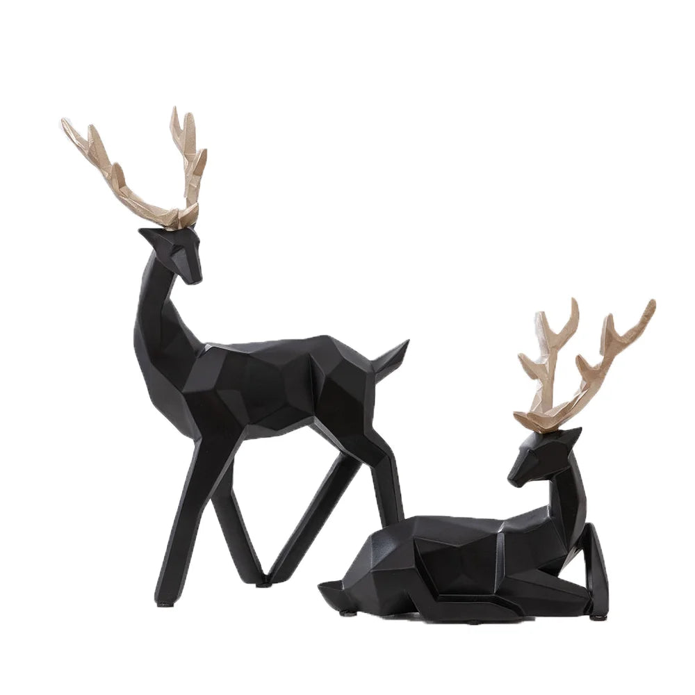European Resin Geometric Deer Ornament, Decorative Craft for Living Room