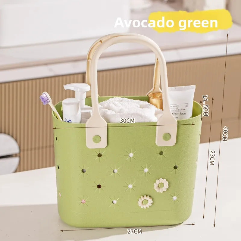 Bathroom Shower Basket, Hollow Handheld Storage Basket for Toiletries