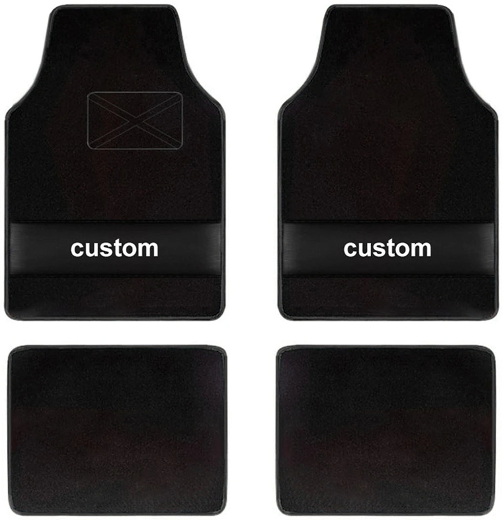 Custom Text Car Floor Mats – Full Set of 4 Front & Rear Universal Carpet