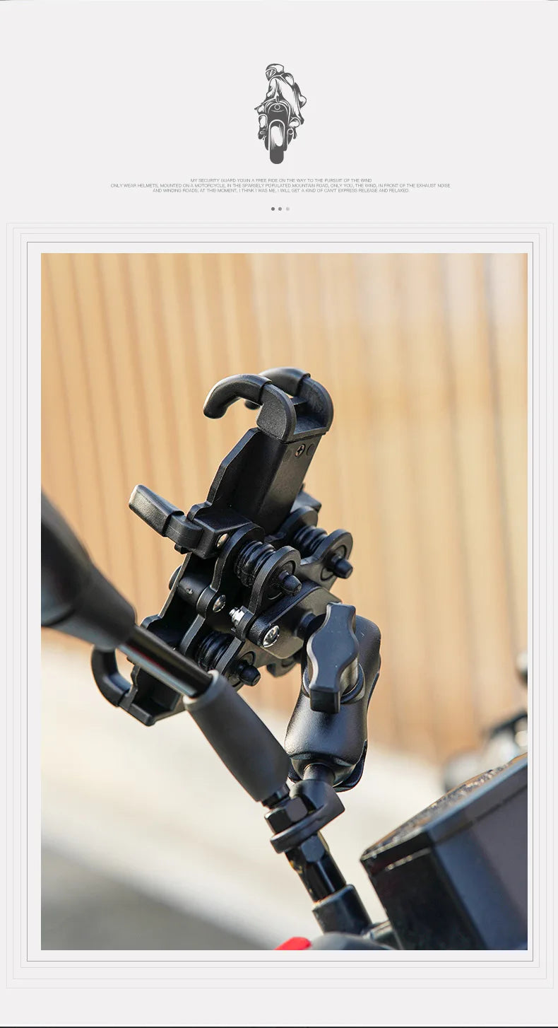 Motorcycle Electric Bike Mobile Phone Holder Aluminum Handlebar Bicycle Riding Bracket GPS Mount Phone Holder W/ Shock Absorber