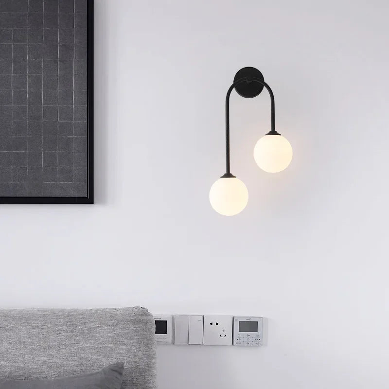 Nordic Wall Lamp – Double Glass Ball Bedroom & Living Room Sconce