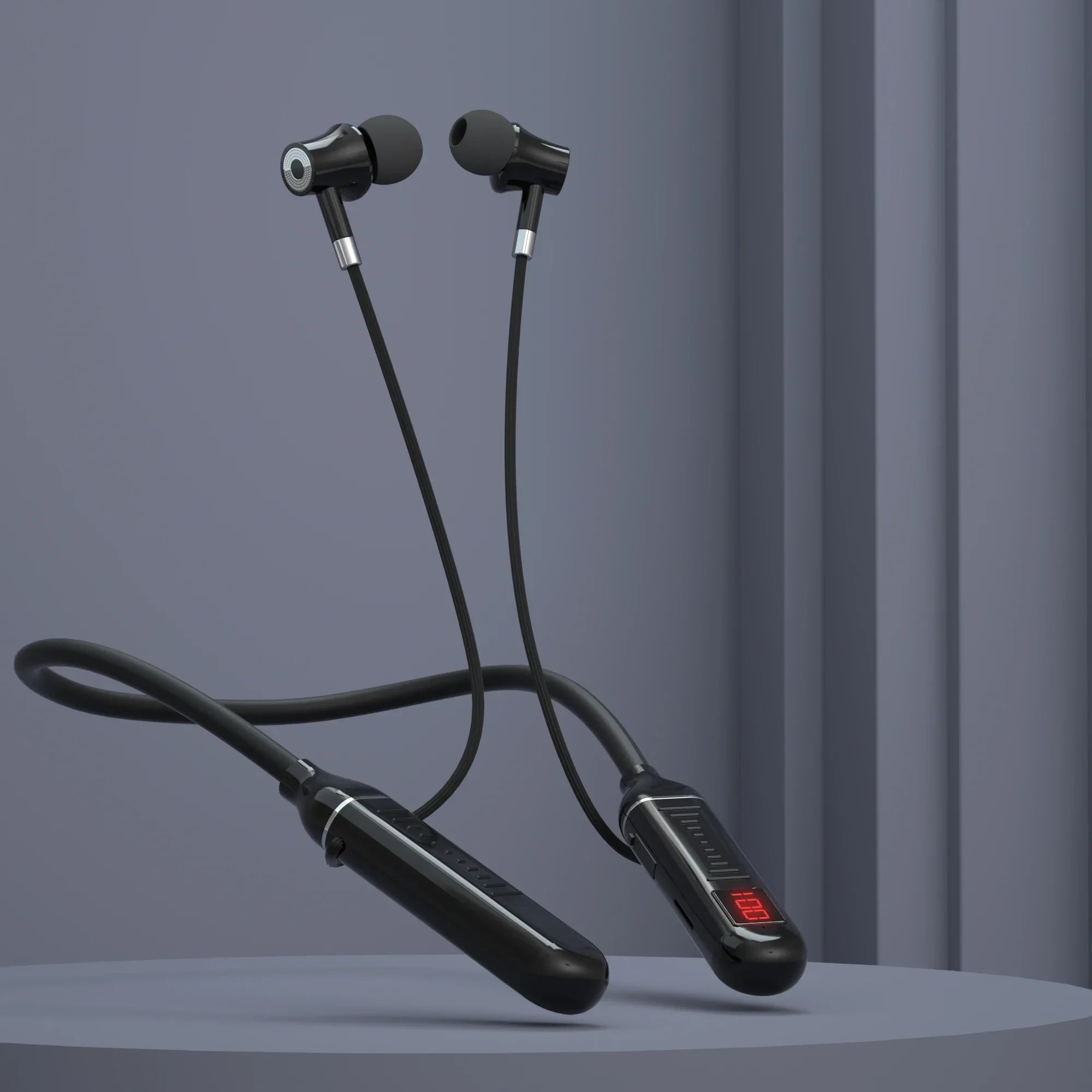 Wireless Neckband Earphones Bluetooth 5.3 – LED Display, Waterproof Sports Headset