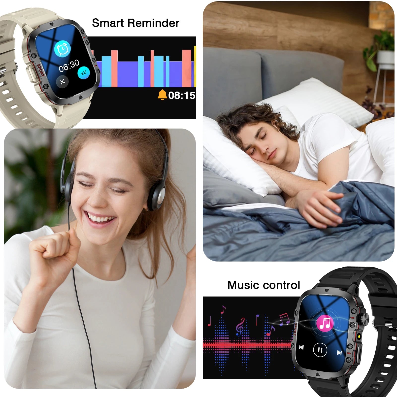 Smart Watch with LED Light – Wireless Calls, Multi-Sport Modes & Custom Wallpaper