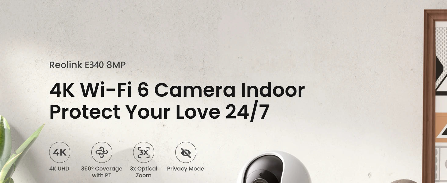 REOLINK 4K PTZ Indoor WiFi 6 Security Camera, 8MP, Person and Pet Detection