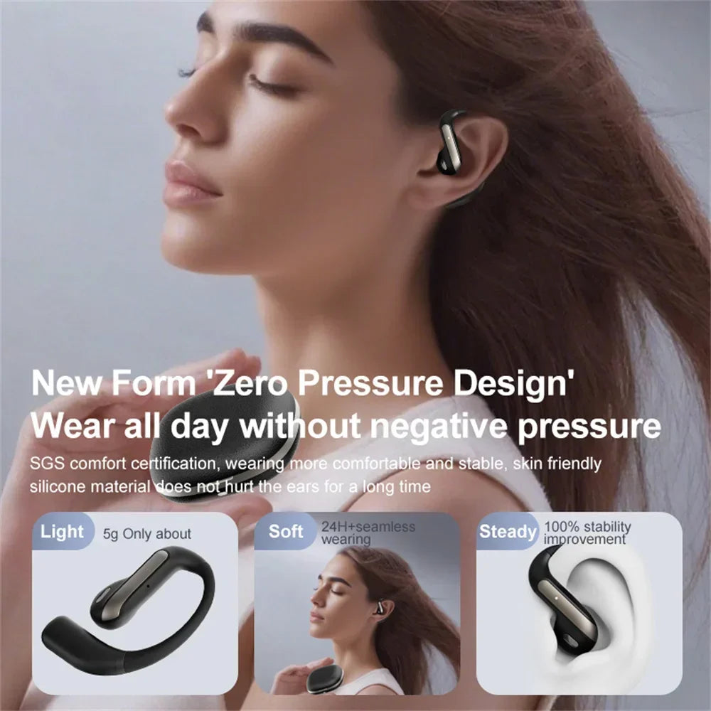 Smart AI Translation Headset Stereo Sound Semi-in-ear Air Conduction True Wireless Sport Long-lasting Bluetooth Ear Hook Headset