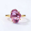 Certificated 925 Silver Natural Amethyst Necklace, Earring & Ring Set – Oval Irregular Real Stone Bezel Setting