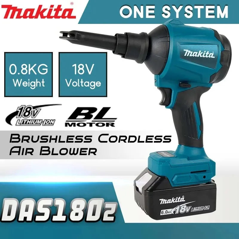 Makita DAS180 Cordless Air Blower 18V — Brushless Dust Removal Gun (Tool Only)