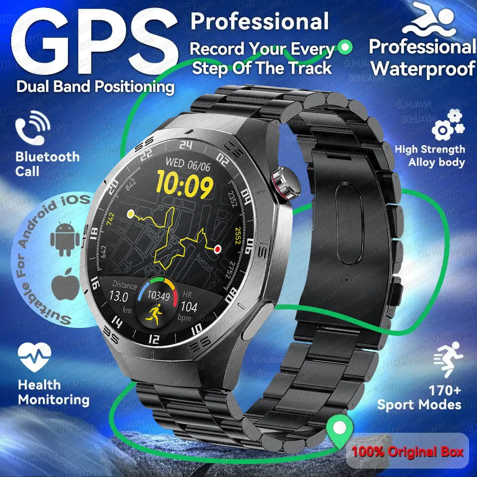 2025 New SmartWatch Men HD AMOLED 1.52" – GPS, Heart Rate, BT Calls, Motion Tracking