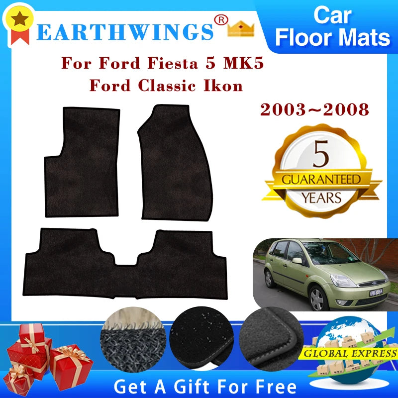 Car Floor Mats for Ford Fiesta 5 MK5 & Ford Classic 2003-2008 – Anti-Slip Carpet Cover