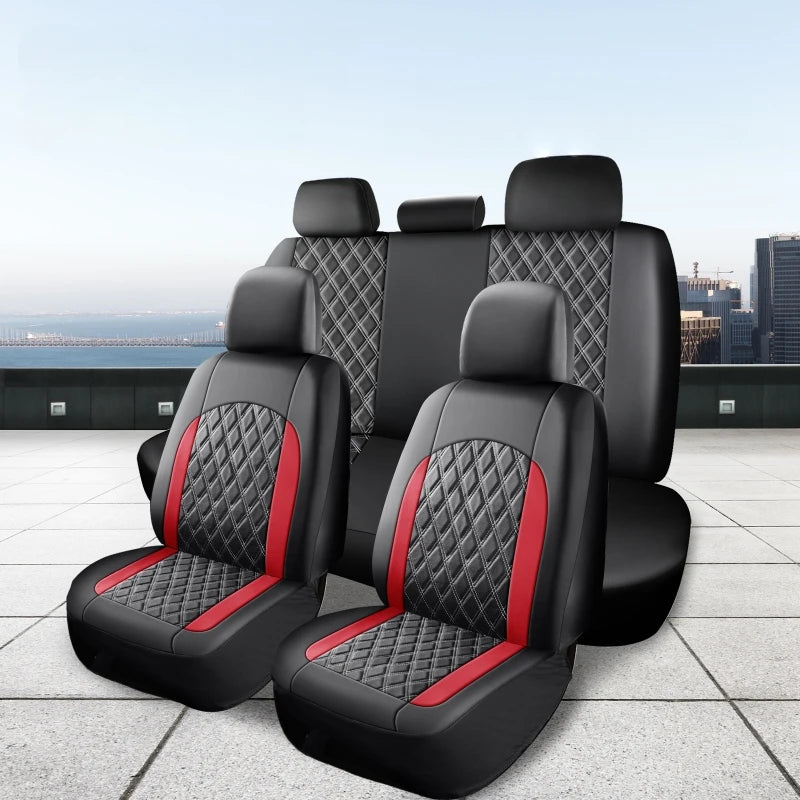 5-Seater Luxury Car PU Leather Quilted Car Seat Cover, Suitable for Car SUV Pickup, Full Surround Protectionseat Covers