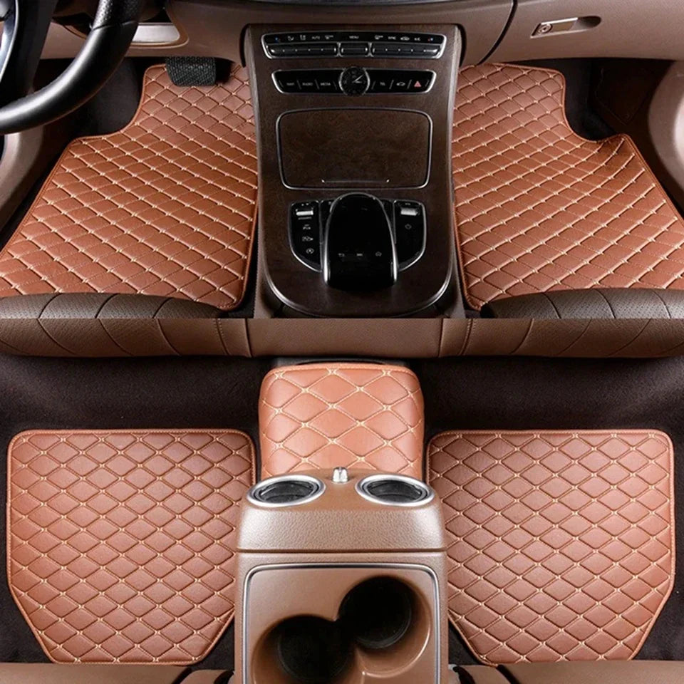 Universal Car Floor Mats PU Leather Waterproof Auto Foot Pad 5Pcs Set Protector Automobile Interior Carpet Accessories Interior
