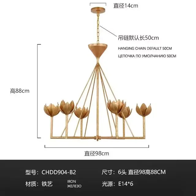 French & American Style Chandelier – Luxury Ceiling Light for Living Room & Staircase