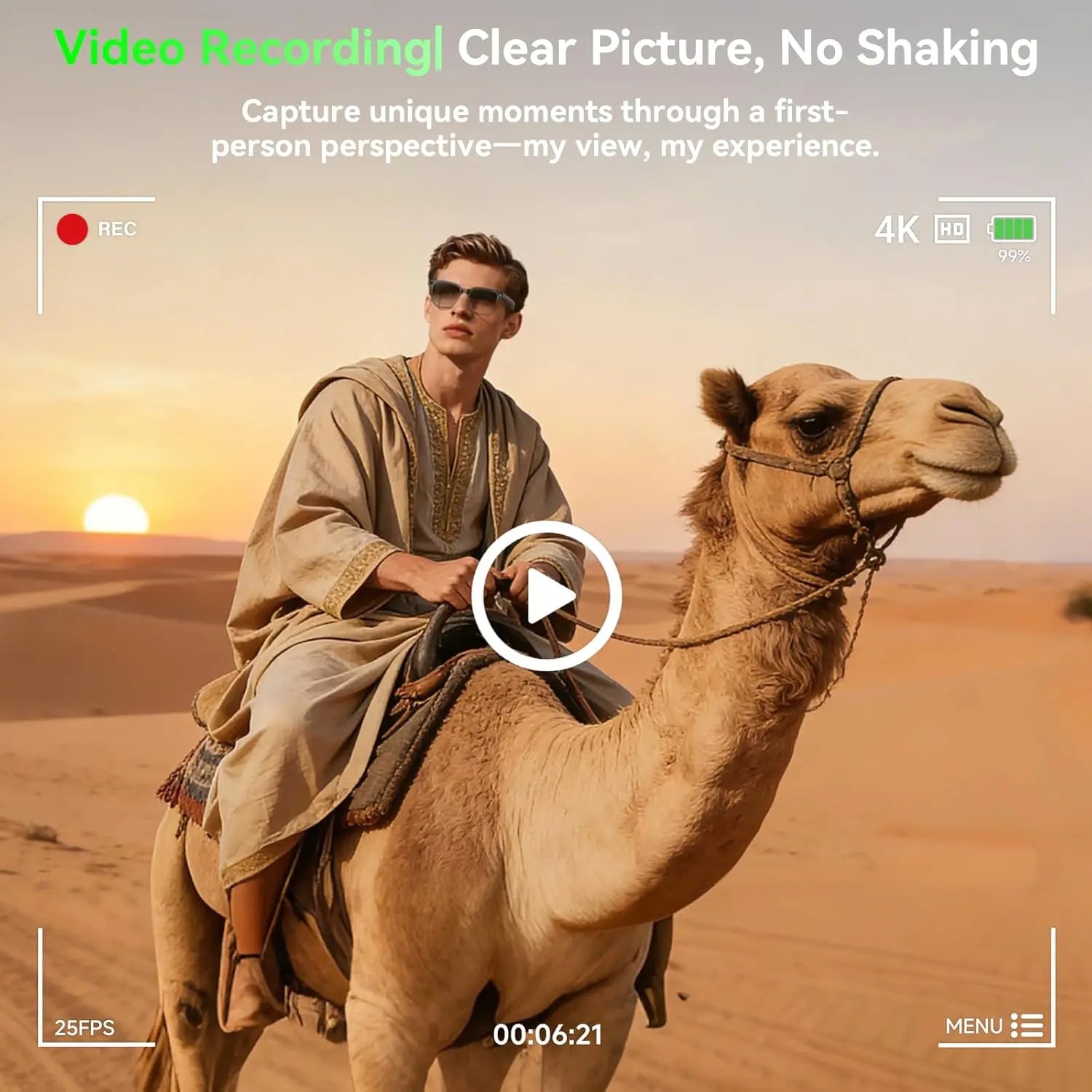 GUHUAVMI M02S Smart Camera Glasses – 800W 8MP HD, 1080P Video, WiFi 5G/4G, Bluetooth 5.3, ChatGPT, AI Translator, IP65