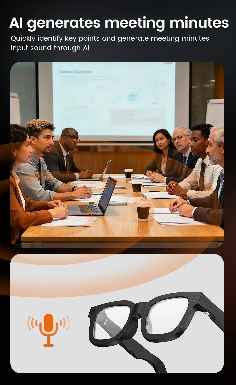 Smart Glasses HD Camera Bluetooth AI Translation – Black Sunglasses