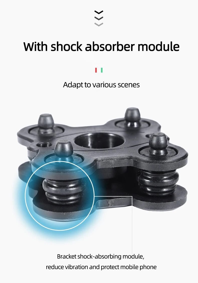 Motorcycle Electric Bike Mobile Phone Holder Aluminum Handlebar Bicycle Riding Bracket GPS Mount Phone Holder W/ Shock Absorber