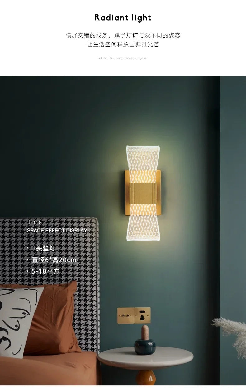 Nordic Luxury Aluminium LED Wall Lamp – Modern Bedside & Living Room Light