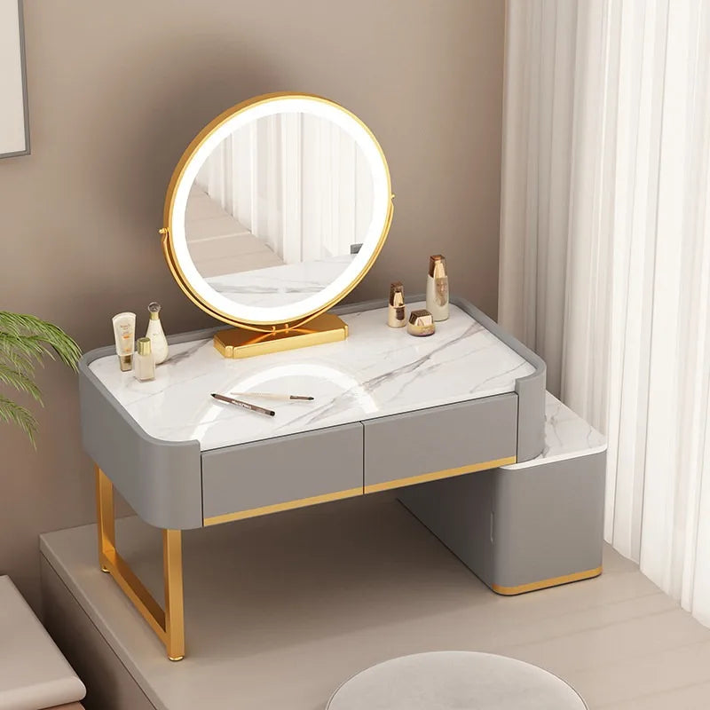 Luxury Dressing Table with Mirror – Makeup Organiser & Storage Shelf