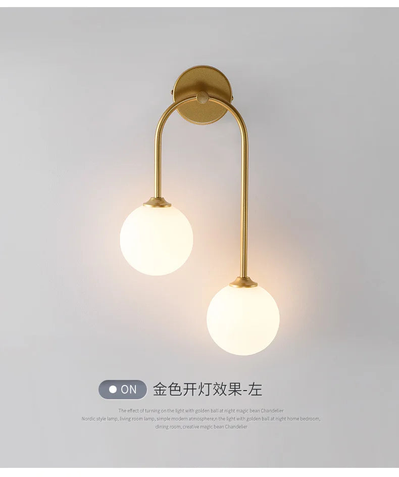 Nordic Wall Lamp – Double Glass Ball Bedroom & Living Room Sconce