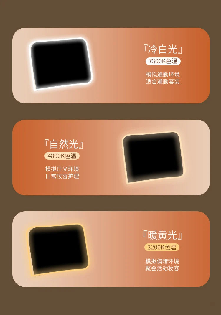 Luxury Makeup Bag LED Light Strip Mirror Makeup Case Portable Large Capacity Detachable Partition Storage Makeup Case