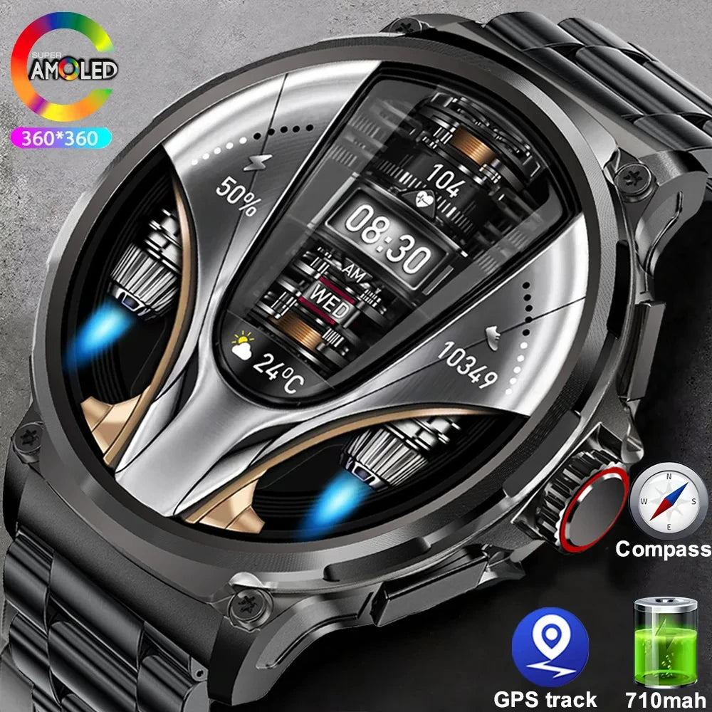 2026 New SmartWatch Men 1.85-Inch HD Sports Bluetooth Call GPS Sports Fitness Tracker Heart Monitor 710mAh Waterproof For Gift