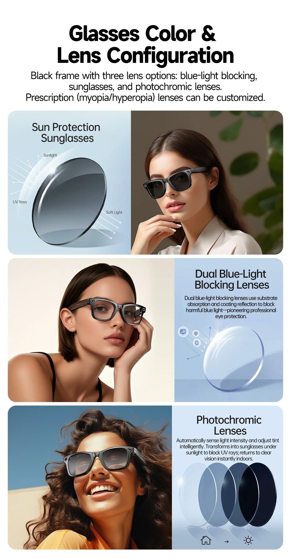 AI Smart Glasses with 8MP Camera – WiFi 5G/4G, Bluetooth, Voice Assistant, Music & Video | Men & Women