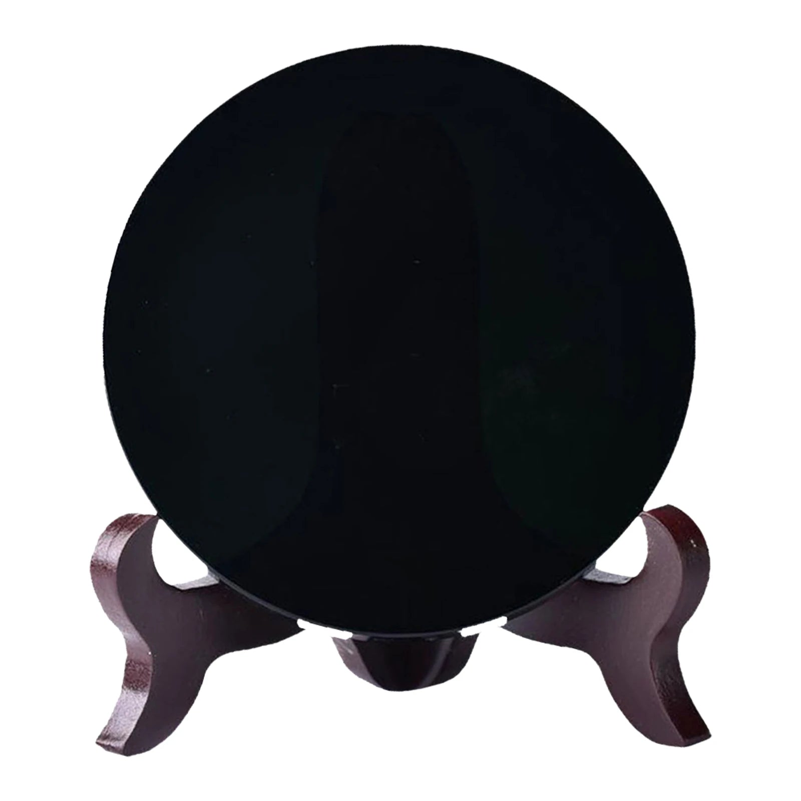 Black Scrying Mirror Obsidian Divination Decorative Mirror With Stand For Divination, Meditation And Feng Shui Treatment
