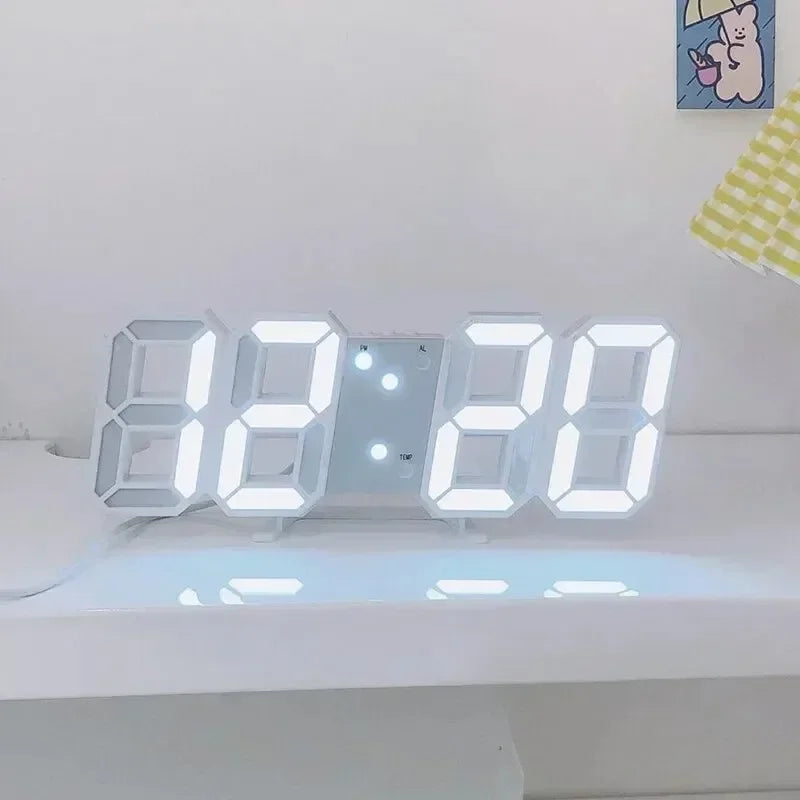 LED Digital Wall Clock with Alarm, Modern Home Decor for Bedroom and Living Room