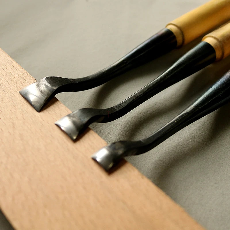 Hand Forged 90° Elbow Carving Chisel – Woodworking Round Chisel Knife for Sculpture & Carpentry