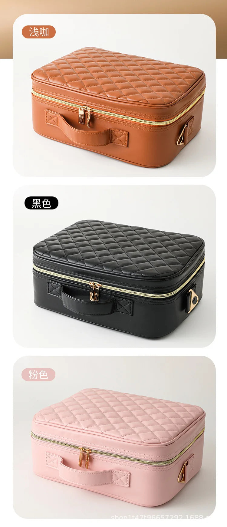 Luxury Makeup Bag LED Light Strip Mirror Makeup Case Portable Large Capacity Detachable Partition Storage Makeup Case