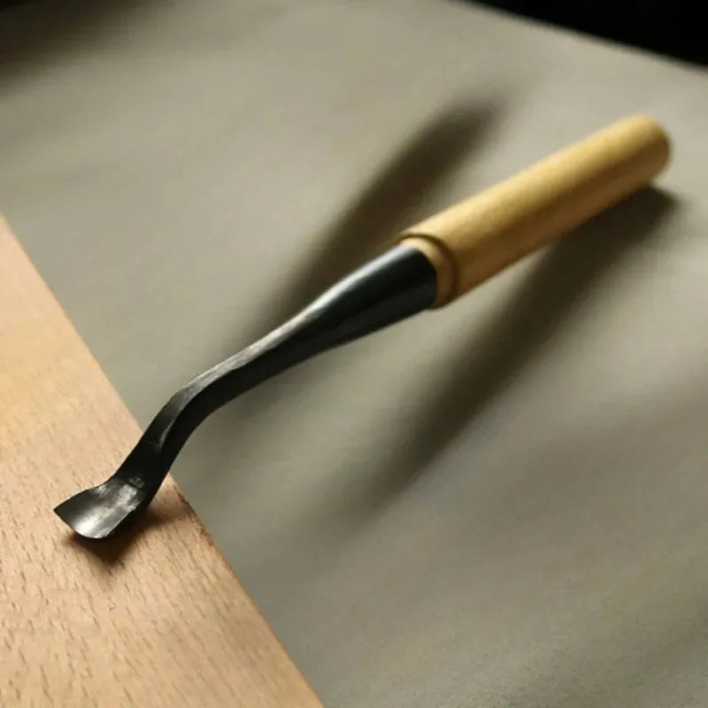 Hand Forged 90° Elbow Carving Chisel – Woodworking Round Chisel Knife for Sculpture & Carpentry
