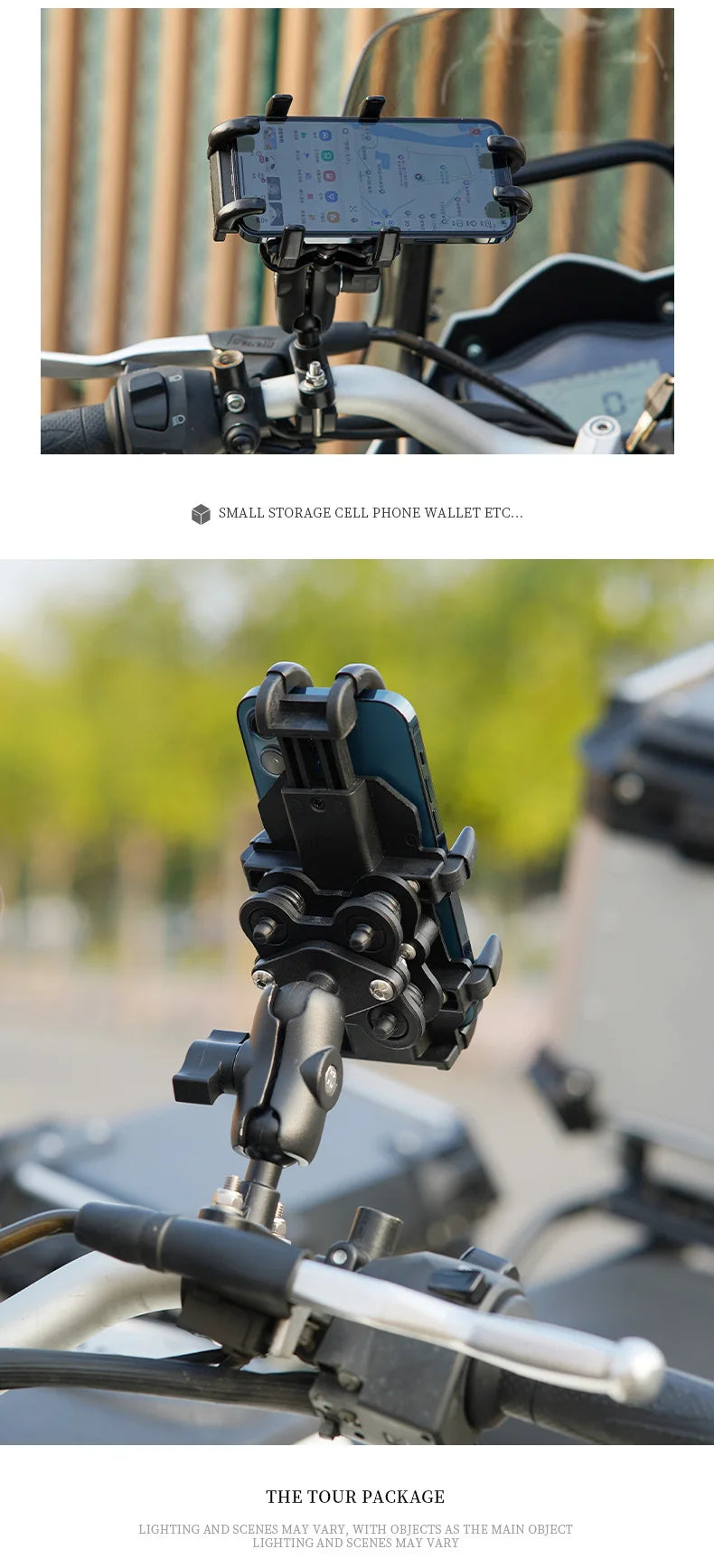 Motorcycle Electric Bike Mobile Phone Holder Aluminum Handlebar Bicycle Riding Bracket GPS Mount Phone Holder W/ Shock Absorber