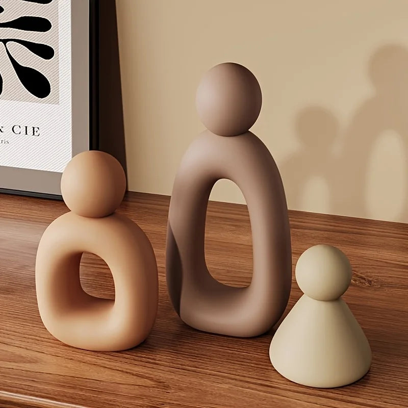 Modern Minimalist Family of Three Resin Sculpture – Abstract Home Decor Figurine
