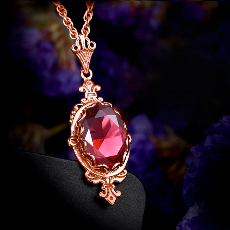 Hand Made Real 925 Sterling Silver Garnet Stone Necklace Pendant For Women Statement Vintage Fine Jewelry Mother Trendy Gifts