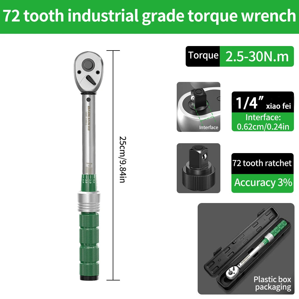 Professional Torque Wrench Set – 2.5-350Nm, 1/4", 3/8" & 1/2" ±3% High Accuracy
