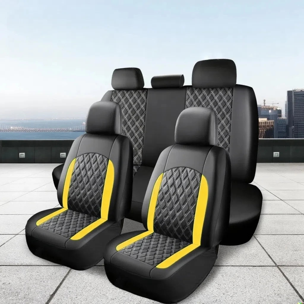 5-Seater Luxury Car PU Leather Quilted Car Seat Cover, Suitable for Car SUV Pickup, Full Surround Protectionseat Covers