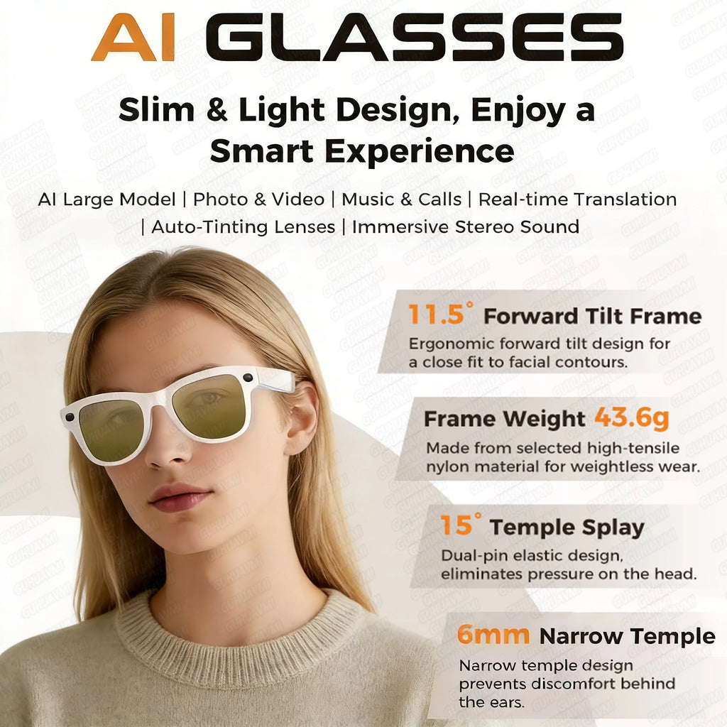 2026 Smart Glasses Women 3600mAh Power Bank 800W Camera 120+Languages Translation Recording Videos Music Player Call Glasses Men