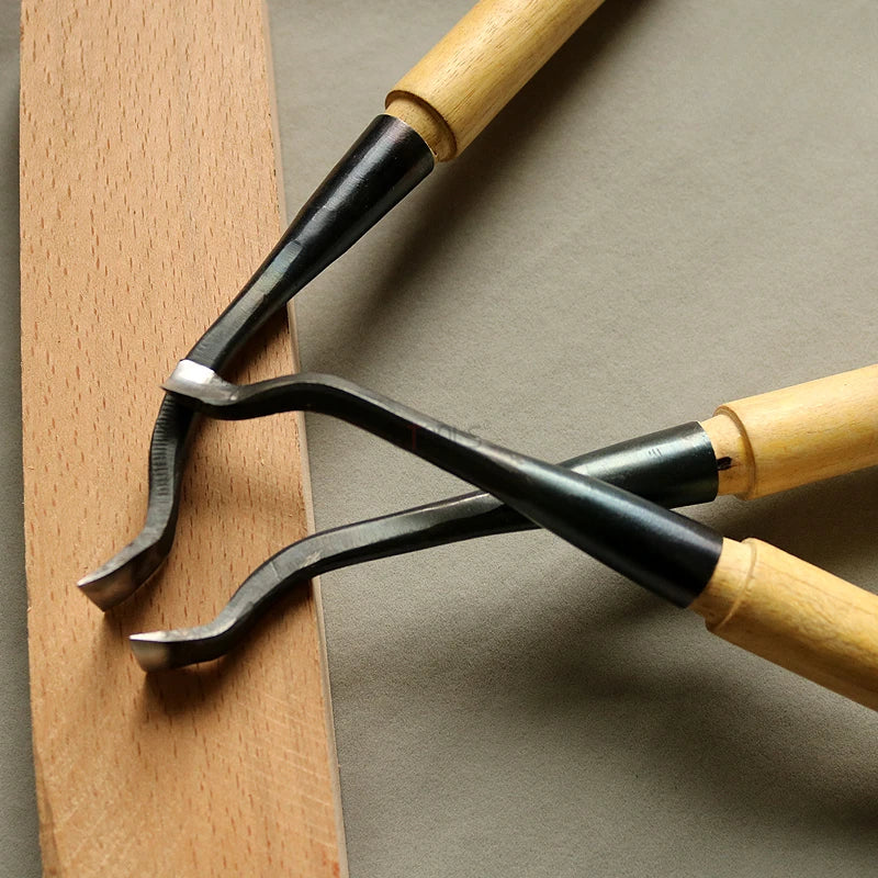 Hand Forged Carving Knife Woodworking 90° Elbow Durable Round Chisel Knife Manual Tools Carpentry Root-Carving Sculpture Chisel