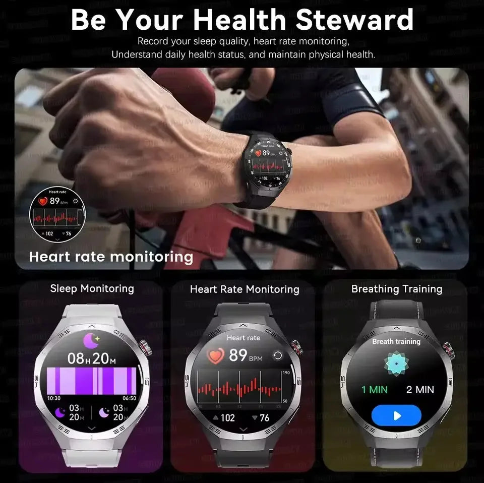 2025 New SmartWatch Men HD AMOLED 1.52" – GPS, Heart Rate, BT Calls, Motion Tracking