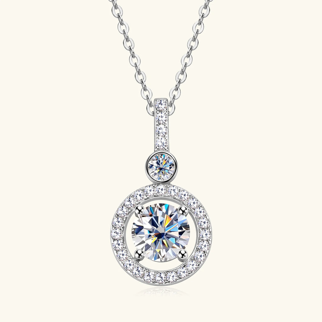 925 Silver Full Moissanite Pendant Necklace Certified 6.5mm D Color Lab Created Diamond Necklace for Women Quality Jewelry Gift