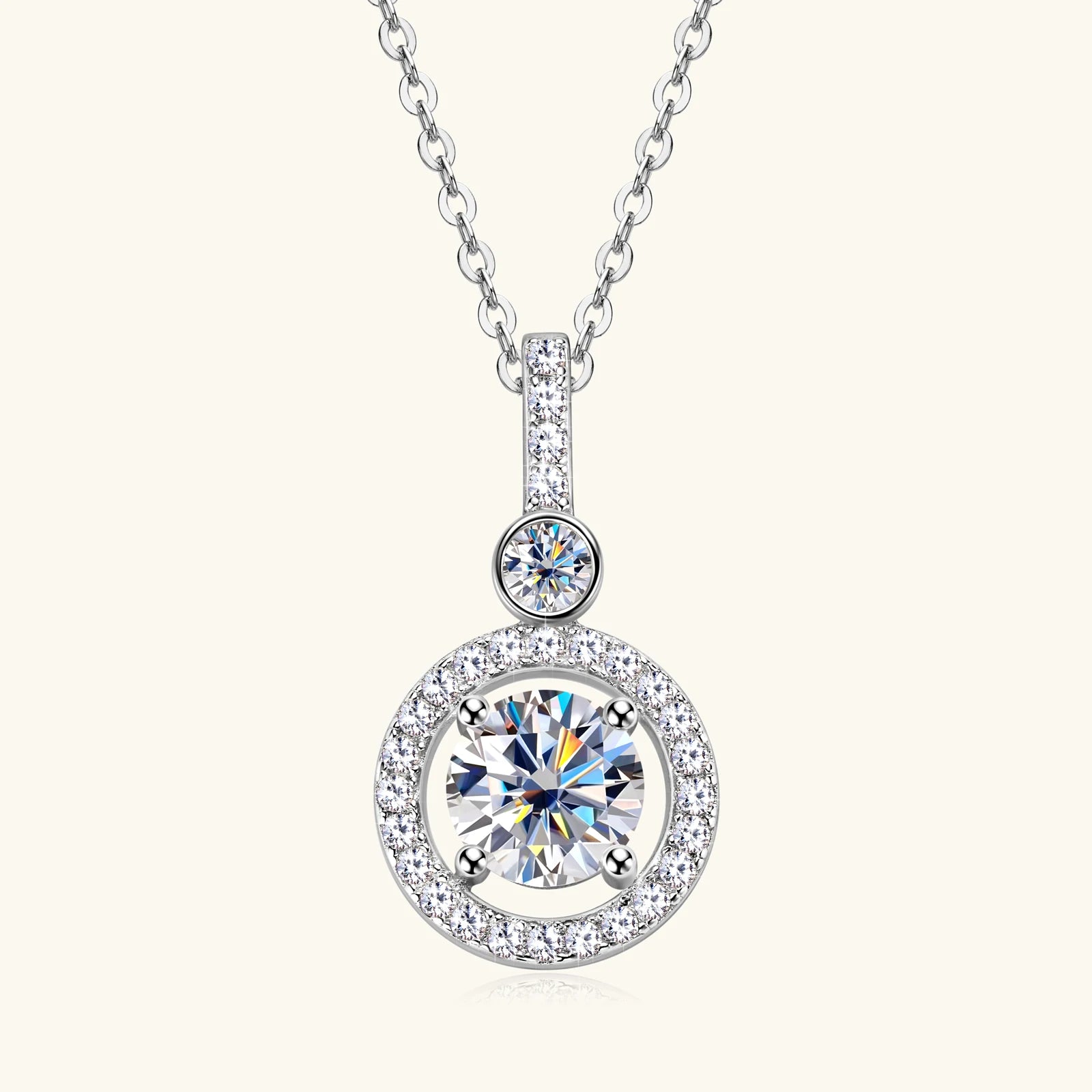 925 Silver Full Moissanite Pendant Necklace Certified 6.5mm D Color Lab Created Diamond Necklace for Women Quality Jewelry Gift