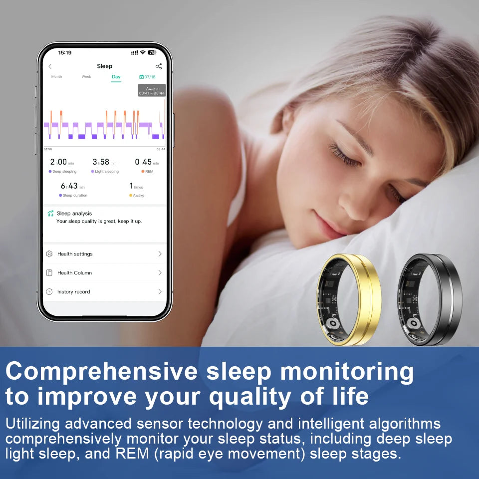 Smart Ring – Health Monitor, Sleep & Sports Fitness Tracker | 5ATM Waterproof