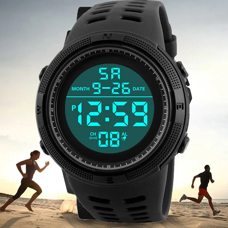 Men's Sport Digital Watch, Big Dial Luminous Waterproof Military Electronic Wristwatch