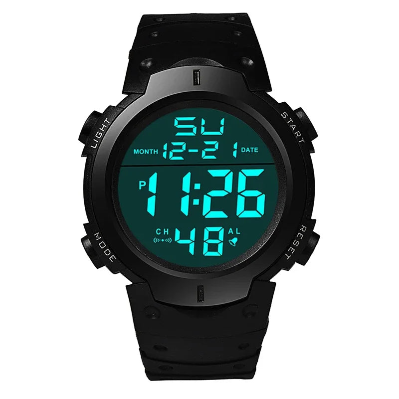 Men's Sport LED Digital Watch, Multi-Function Rubber Fitness Athlete Electronic Clock