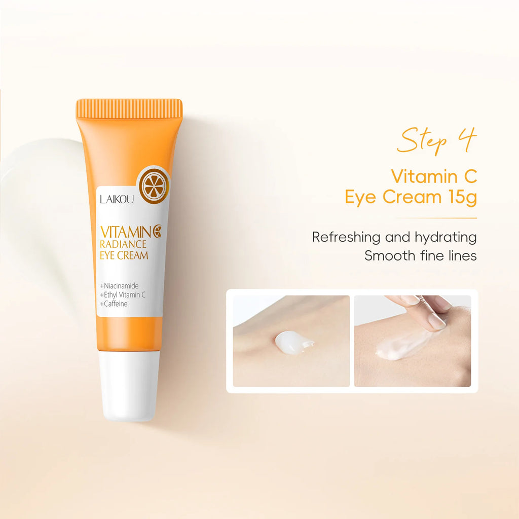 Vitamin C Skincare 5pcs Set Facial Care Brightening Essence Cream Serum Cleanser Toner Eye Cream Moisturizing