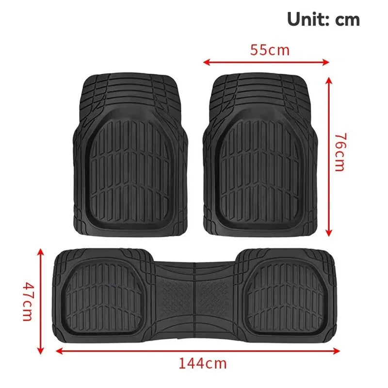3-Piece Heavy Duty Rubber Car Floor Mats – Deep Dish All-Weather Universal Fit