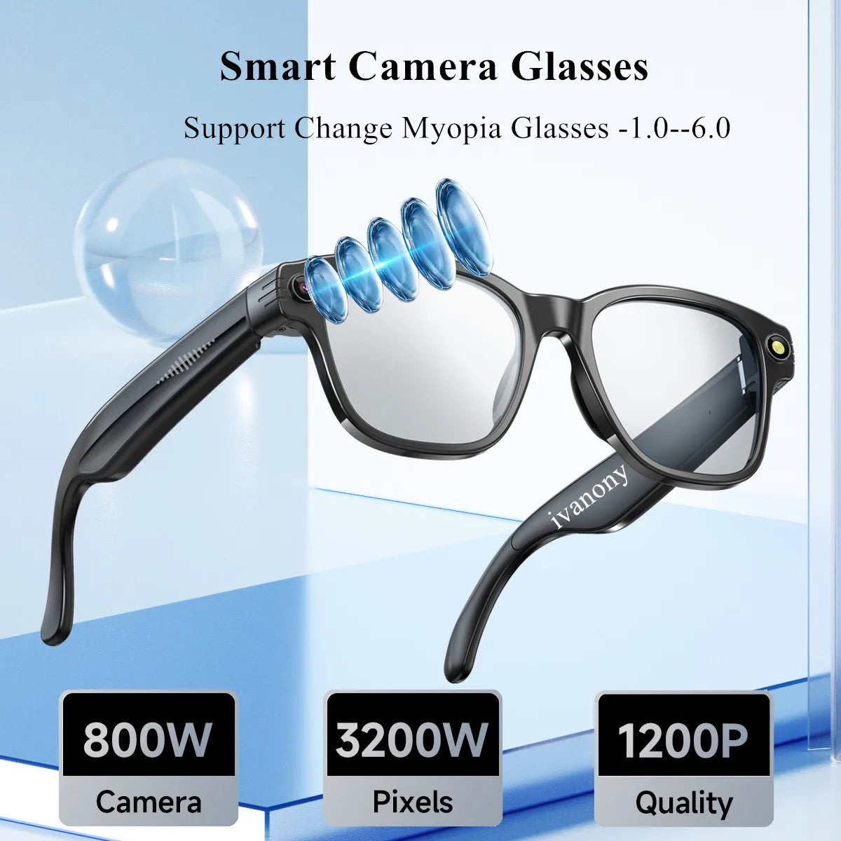 Smart Video Glasses – Myopia Prescription, Anti-Shake Recording, WiFi & Bluetooth