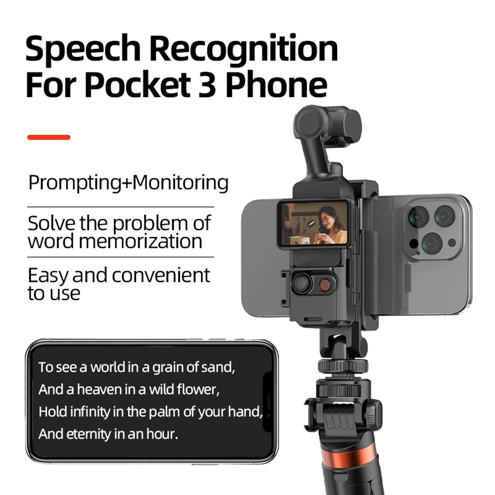 Phone Holder Teleprompter for DJI Pocket 4 3 Camera Live Streaming Bracket Expansion Adapter Frame Photography Accessories